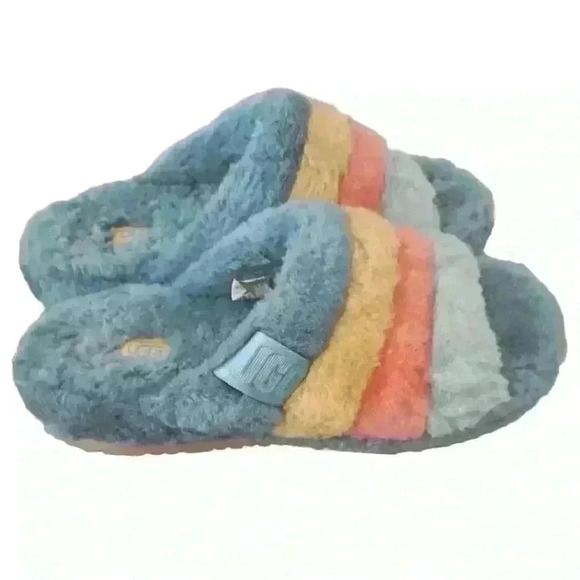 UGG Men Fluff You Stripes "Marina Blue/Multi" Slide  10 - Picture 3 of 12